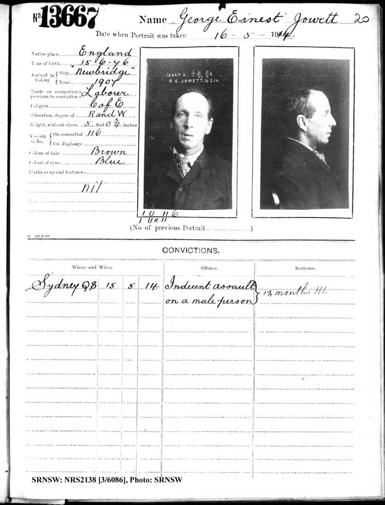 SRNSW: NRS2138, [3/6086], Darlinghurst Gaol photographic description book, 1913-1914, No. 13667, p. 20, R5117.