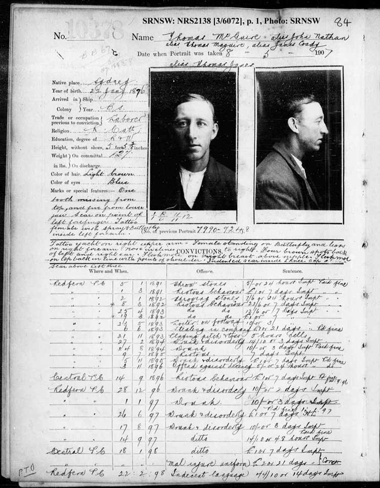 SRNSW: NRS2138, [3/6072], Darlinghurst photographic description book, 1907-1909, No. 10378, p.84, R5112.