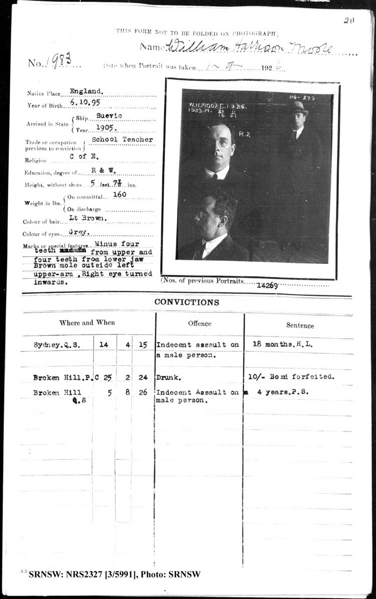 SRNSW: NRS2327, [3/5991], Maitland Gaol photographic description book, 1875-1930, No. 1983, p. 211, R5132.