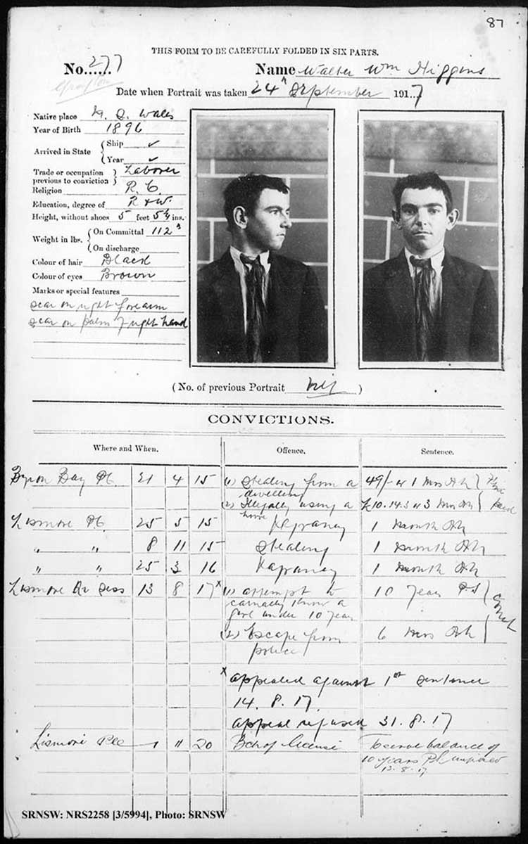 SRNSW: NRS2258, [3/5994], Grafton Gaol photographic description book, Jun 1910-Nov 1922, No. 227, p. 87, R5125.