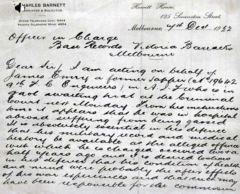 Solicitor’s Correspondence Concerning Accused’s Court Appearance, Dec 1922. p. 14