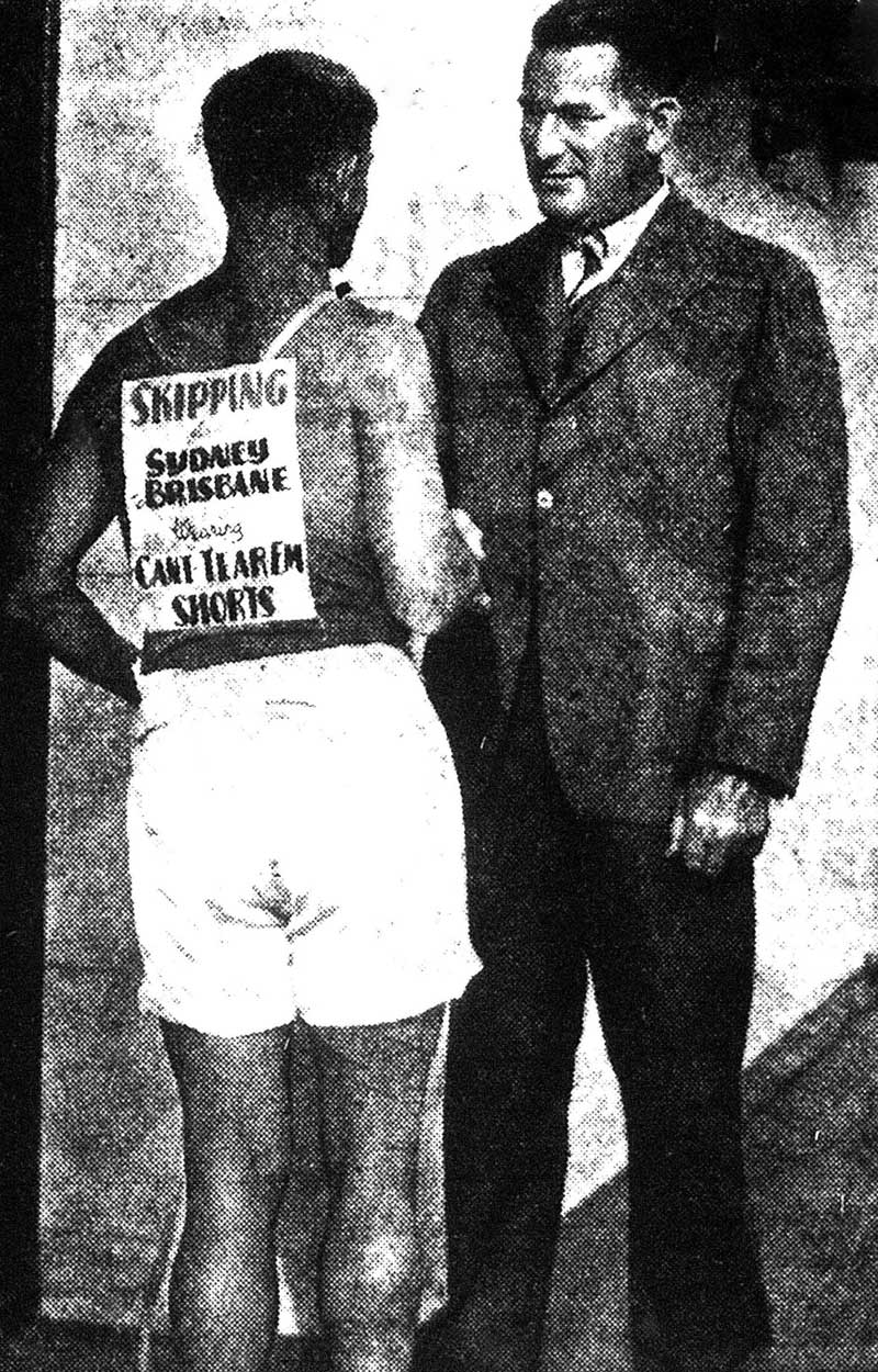 Tom Morris, left, and Mr Lane, right. Image: The Courier-Mail (Brisbane, Qld), Sat 7 Aug 1937, p. 15. Reproduction: Peter de Waal