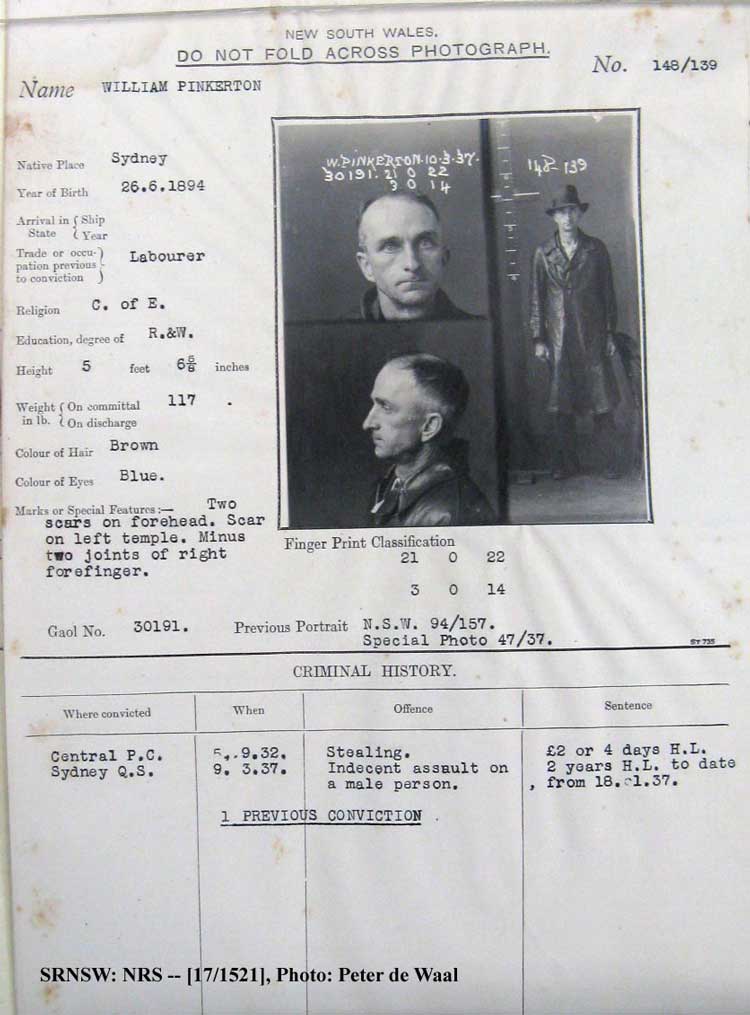 SRNSW: NRS– [17/1521], State Penitentiary photographic description book, 4 Feb 1937-17 Apr 1937, No. 30191, p. –.