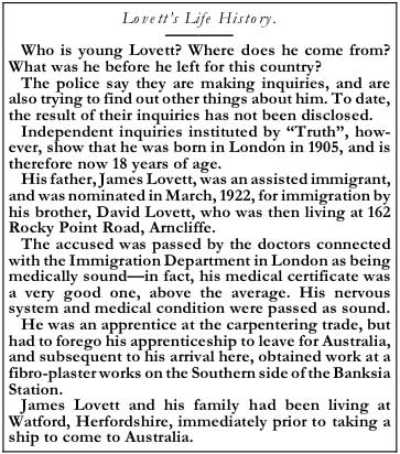 Lovett's Life History Lovett's Life History