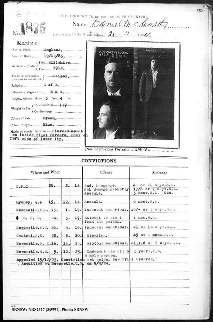 SRNSW: NRS2327, [3/5991], Maitland Gaol photographic description book, 1875-1930, No. 1878, p. 90, R5132.