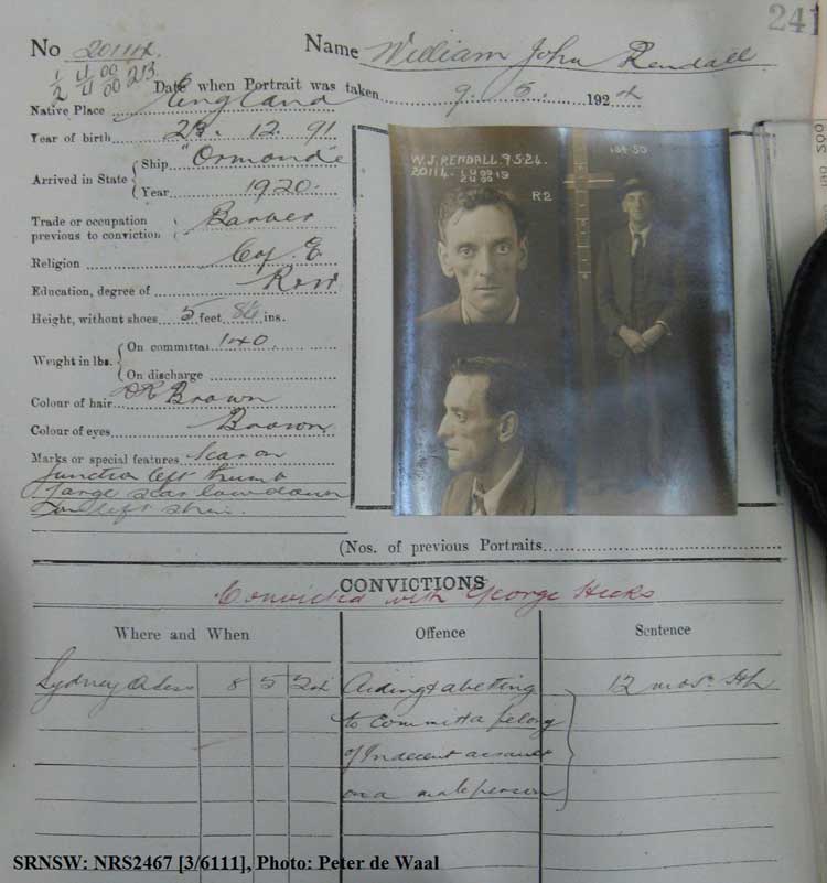 SRNSW: NRS2467, [3/6111], State Penitentiary photographic description book, 14 Jan 1924-5 Jun 1924, No. 20114, p. 241.