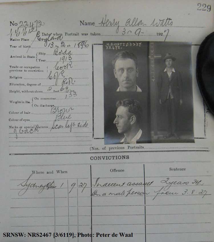 SRNSW: NRS2467, [3/6119], State Penitentiary photographic description book, 5 May 1927-7 Oct 1927, No. 22472, p. 229.