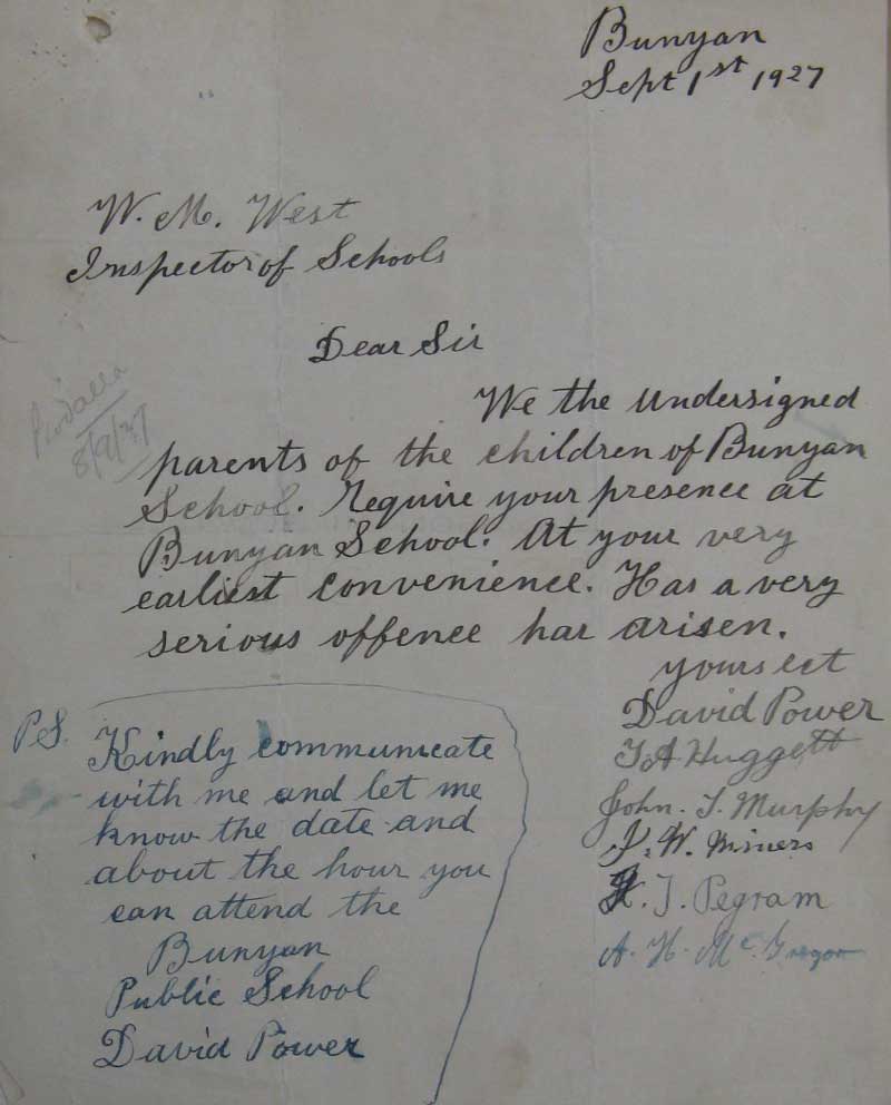 Bunyan parents letter. Photo: Peter de Waal