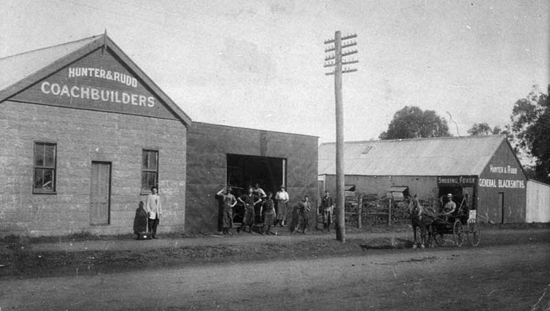 Guyra, James Hunter, third from left, Hunter & Rudd, Coachbuilders, n.d. Image: NSW State Library collection. Reproduction: Peter de Waal