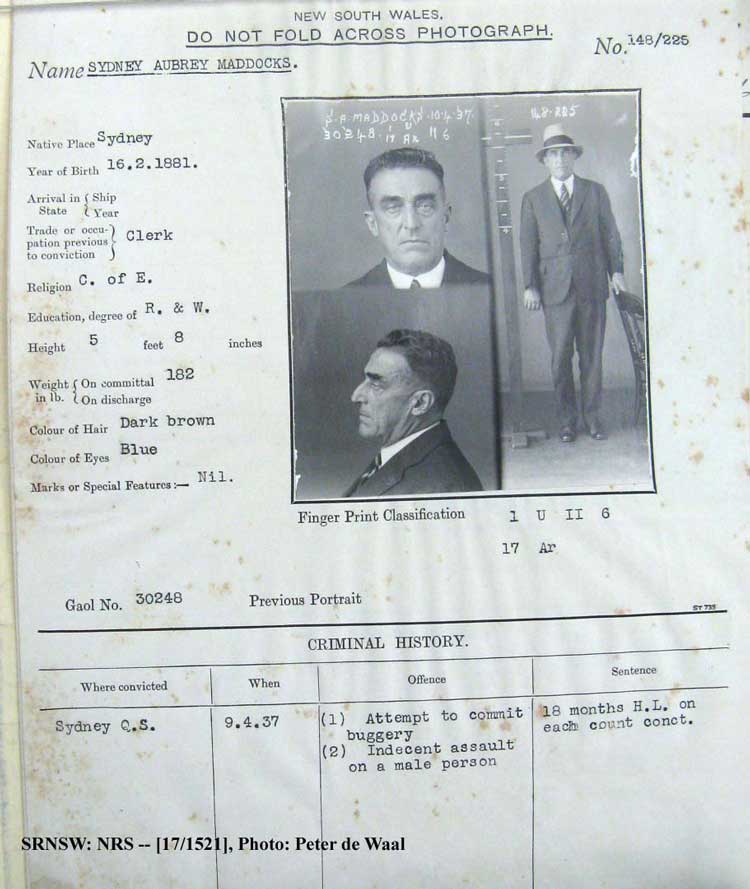 SRNSW: NRS– [17/1521], State Penitentiary photographic description book, 4 Feb 1937-17 Apr 1937, No. 30248, p. –.