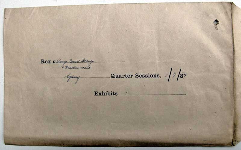  George Ernest Strange and Matthew Ward, exhibit 1, envelope. Photo: Peter de Waal